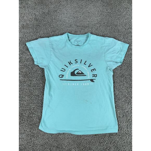 Quiksilver Shirt Womens Small Teal Black Mountain And Wave Short Sleeve READ - Picture 2 of 10